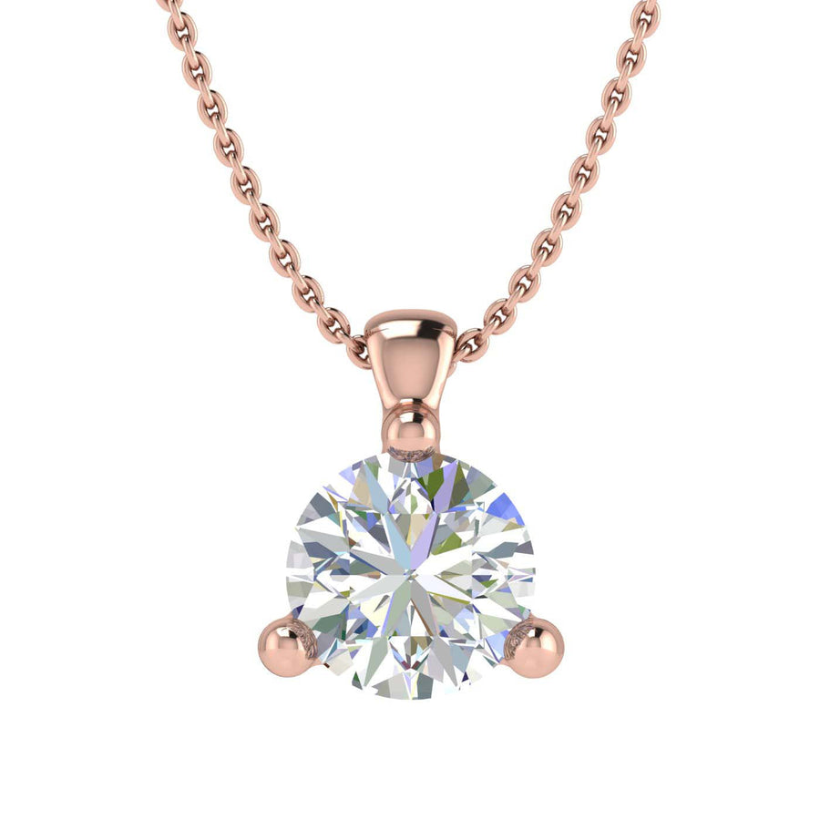 0.35 Carat 3-Prong Set Diamond Solitaire Pendant Necklace in Gold (Silver Chain Included) - IGI Certified