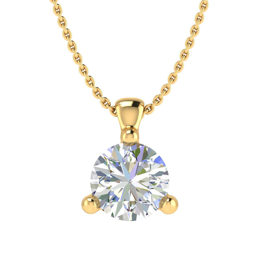 0.35 Carat 3-Prong Set Diamond Solitaire Pendant Necklace in Gold (Silver Chain Included) - IGI Certified