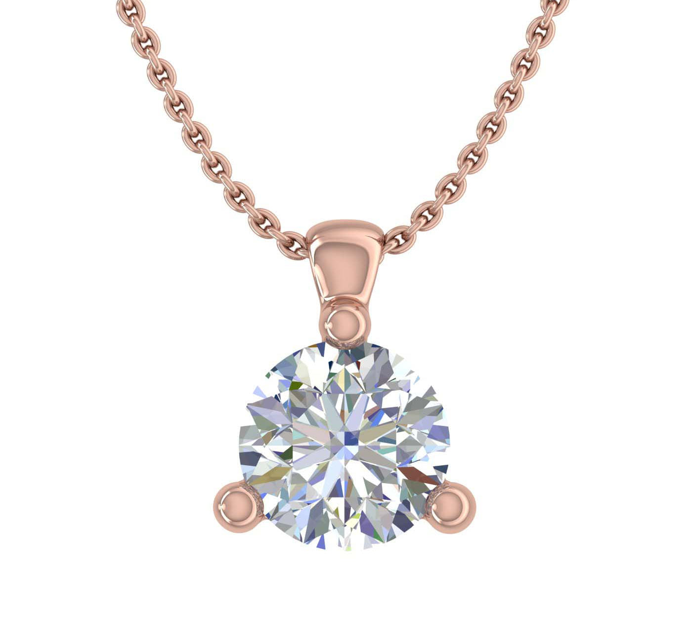 0.45 Carat 3-Prong-Set Diamond Solitaire Pendant Necklace in Gold (Silver Chain Included)