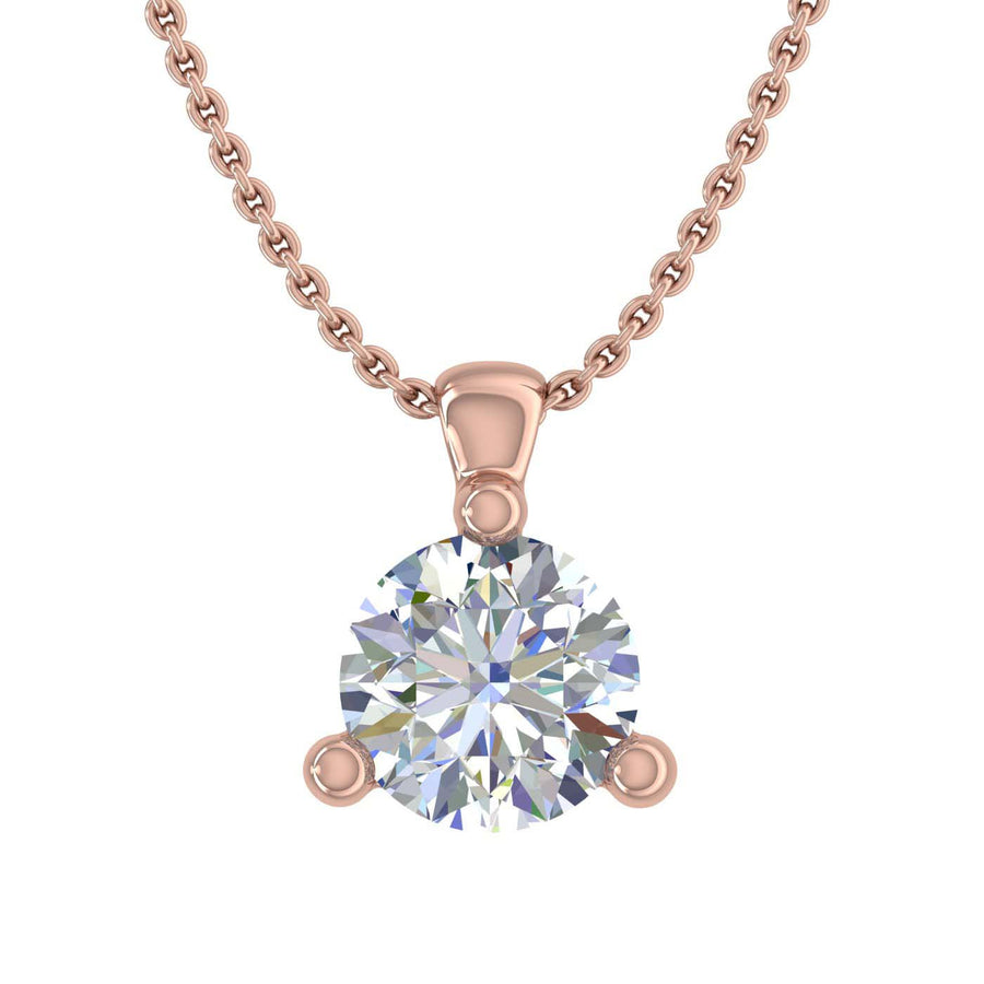 0.45 Carat 3-Prong-Set Diamond Solitaire Pendant Necklace in Gold (Silver Chain Included)