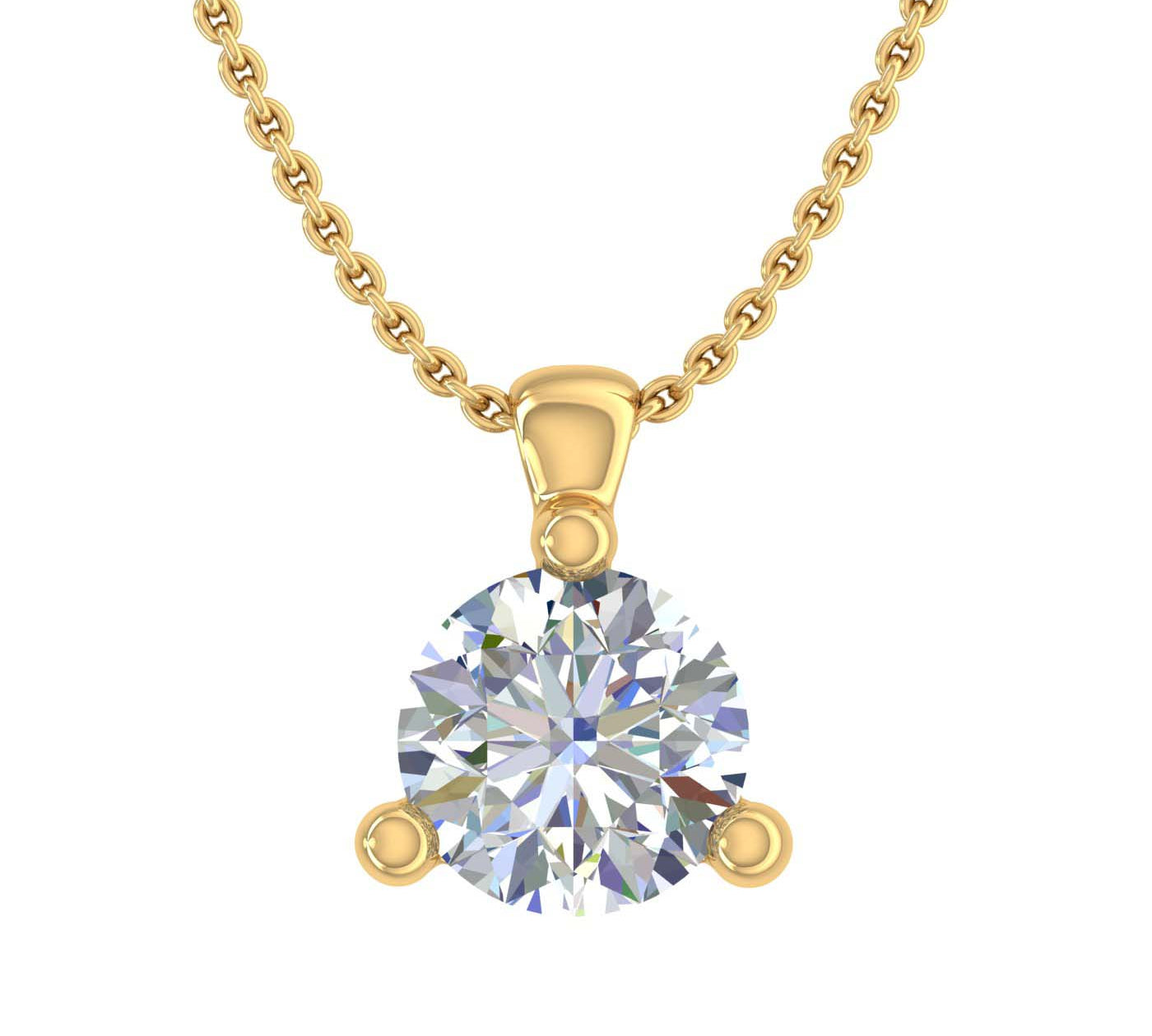 0.45 Carat 3-Prong-Set Diamond Solitaire Pendant Necklace in Gold (Silver Chain Included)