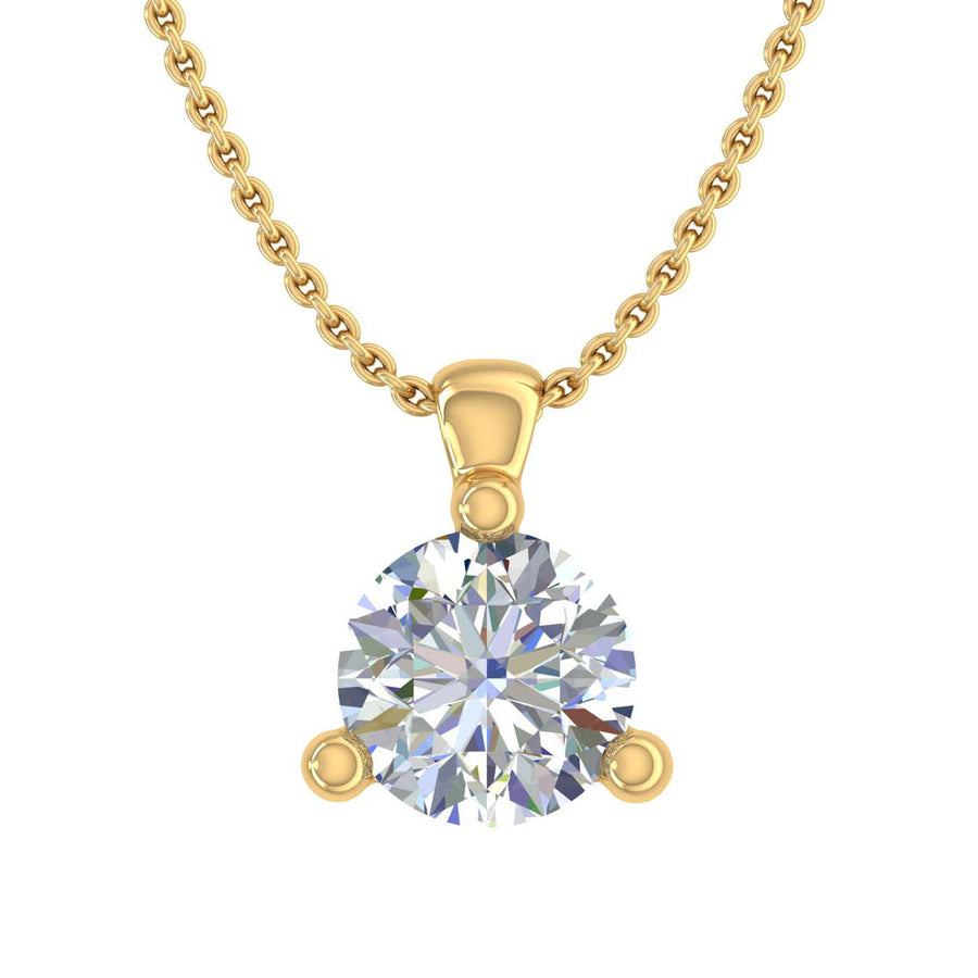 0.45 Carat 3-Prong-Set Diamond Solitaire Pendant Necklace in Gold (Silver Chain Included)