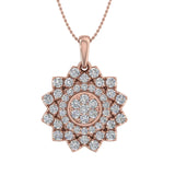 1/2 Carat Diamond Flower Shaped Pendant Necklace in Gold (Silver Chain Included)