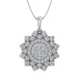 1/2 Carat Diamond Flower Shaped Pendant Necklace in Gold (Silver Chain Included)
