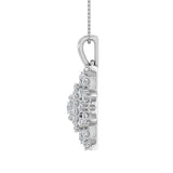 1/2 Carat Diamond Flower Shaped Pendant Necklace in Gold (Silver Chain Included)