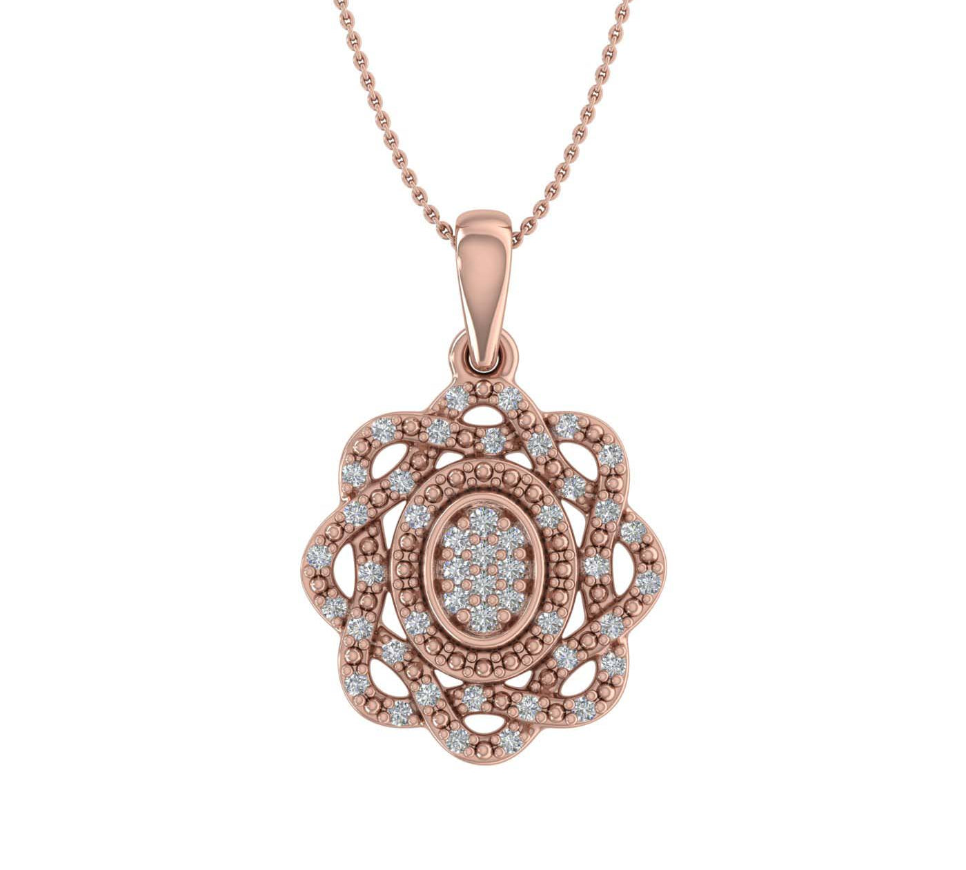 0.15 Carat Diamond Flower Shaped Pendant Necklace in Gold (Silver Chain Included)