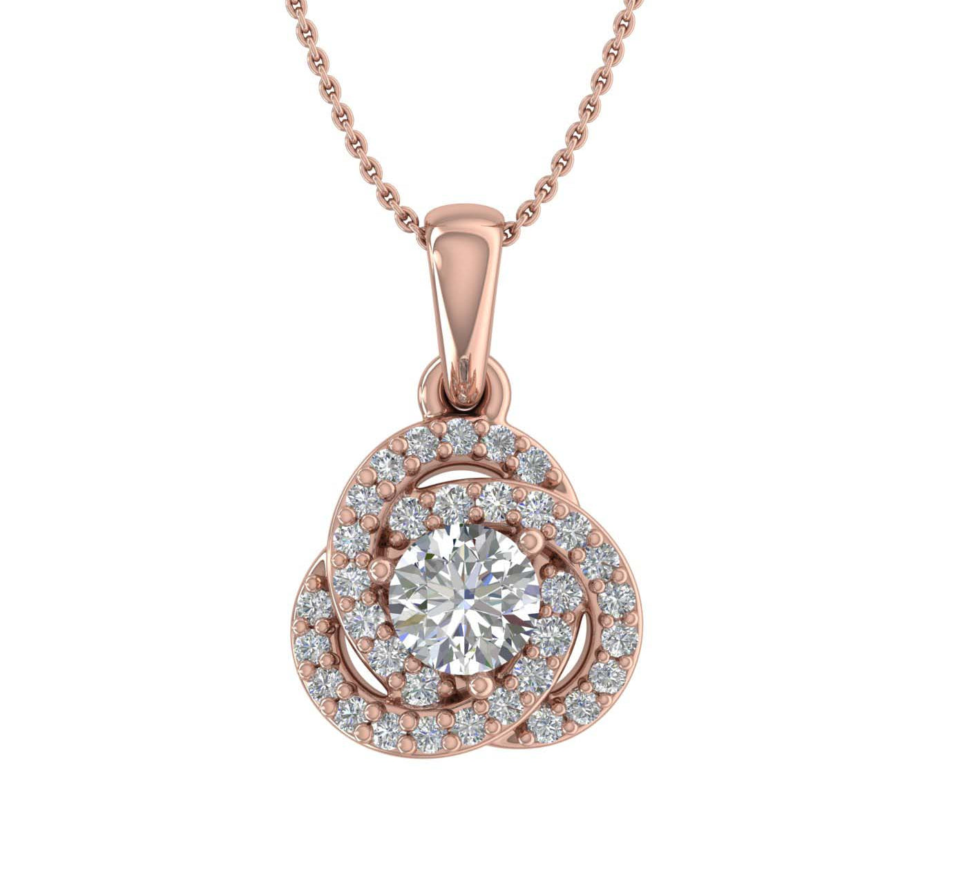 1/4 Carat Diamond Knot Cluster Pendant Necklace in Gold (Silver Chain Included)