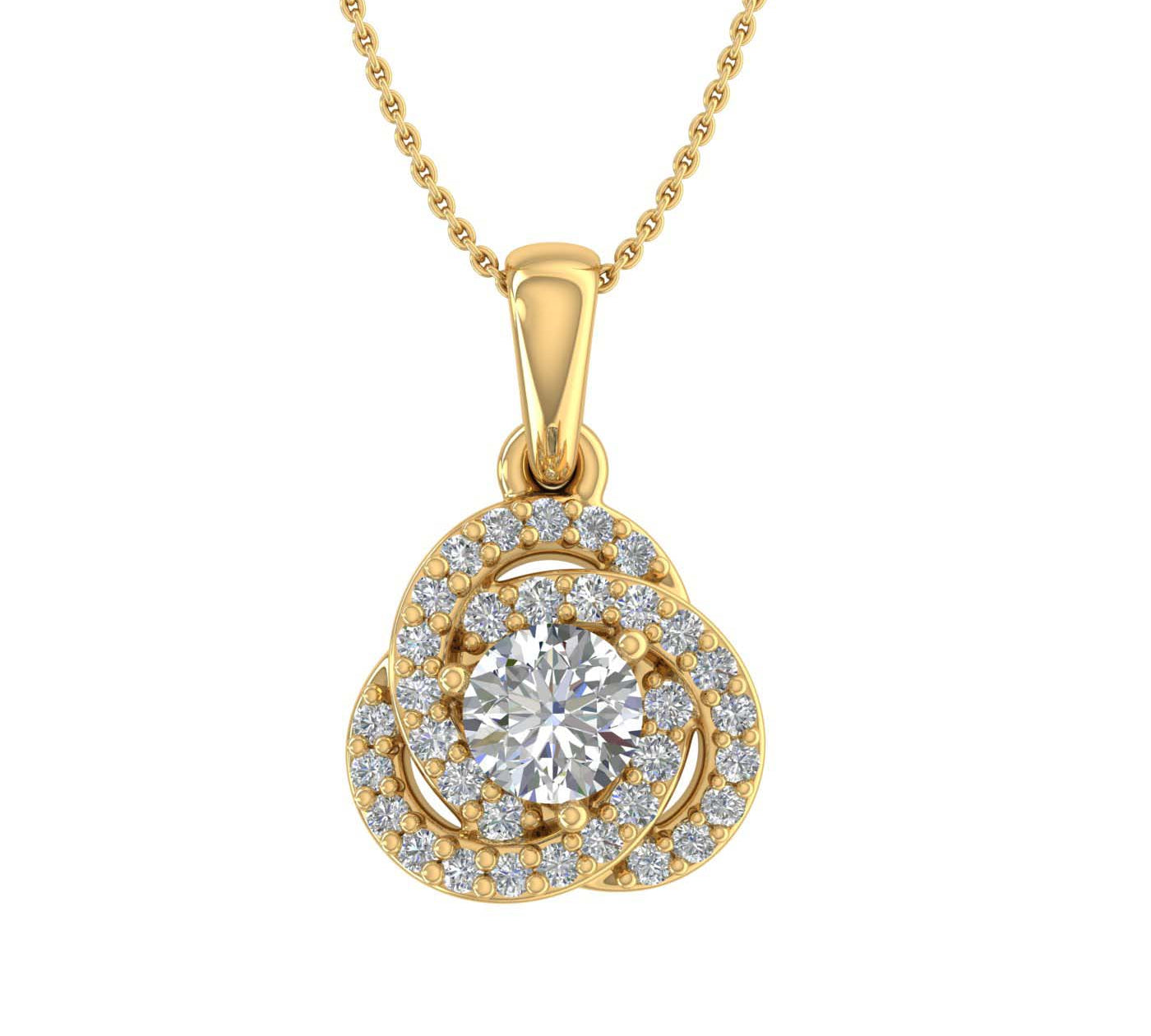1/4 Carat Diamond Knot Cluster Pendant Necklace in Gold (Silver Chain Included)