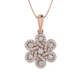 1/2 Carat Diamond Flower Shaped Pendant Necklace in Gold (Silver Chain Included)