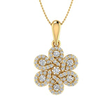 1/2 Carat Diamond Flower Shaped Pendant Necklace in Gold (Silver Chain Included)