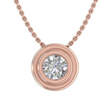 1/5 Carat Bezel Set Diamond Solitaire Pendant Necklace in Gold (Included Silver Chain) - IGI Certified
