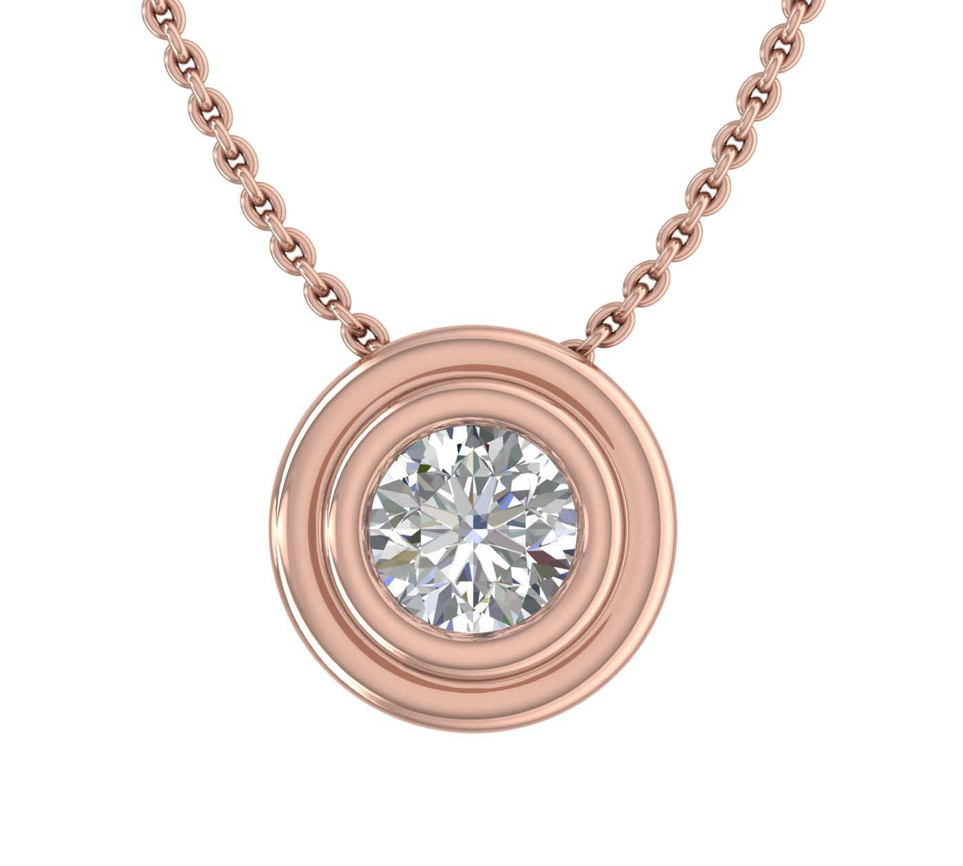 1/5 Carat Bezel Set Diamond Solitaire Pendant Necklace in Gold (Included Silver Chain)