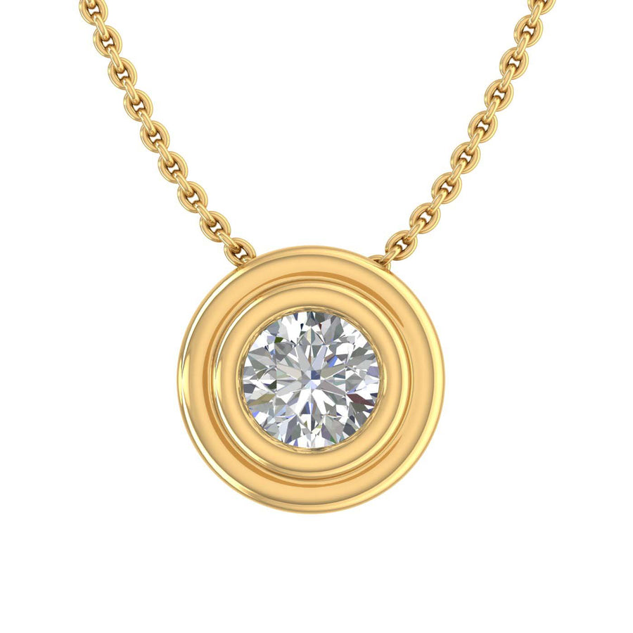 1/5 Carat Bezel Set Diamond Solitaire Pendant Necklace in Gold (Included Silver Chain)