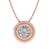 1/4 Carat Bezel Set Diamond Solitaire Pendant Necklace in Gold (Silver Chain Included) - IGI Certified