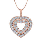 1 Carat Heart in Heart Diamond Pendant Necklace in Gold (Silver Chain Included)
