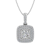 1/3 Carat Diamond Cushion Shaped Pendant Necklace in Gold (Silver Chain Included)