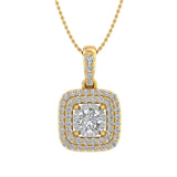 1/3 Carat Diamond Cushion Shaped Pendant Necklace in Gold (Silver Chain Included)