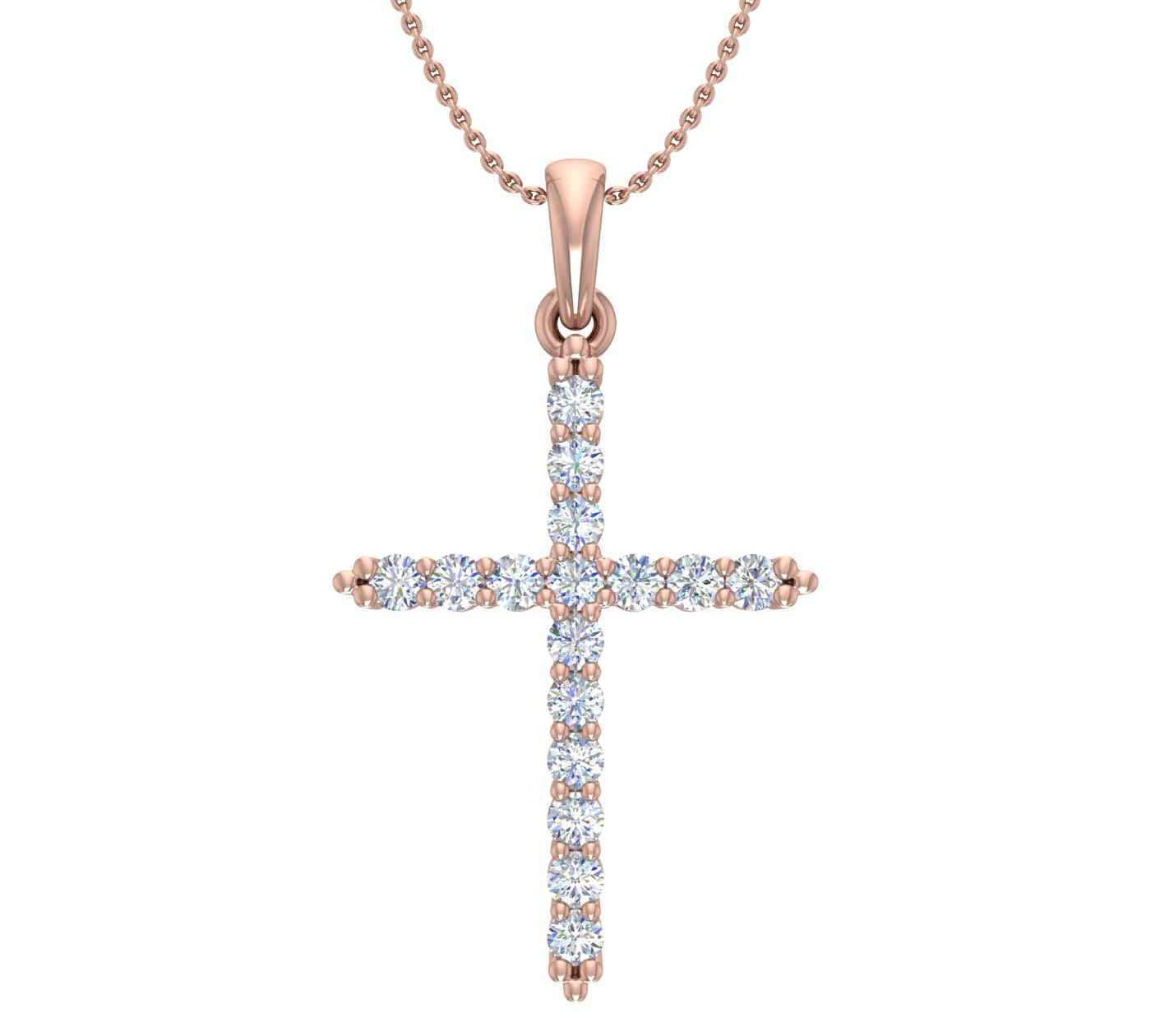 1/3 Carat Diamond Cross Pendant Necklace in Gold (Silver Cable Chain)