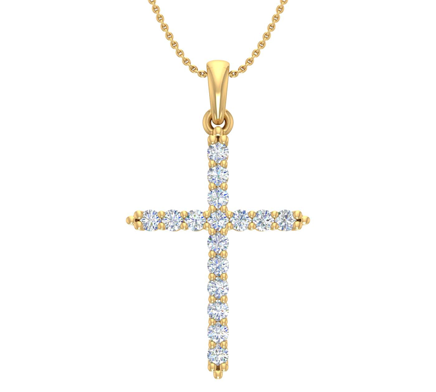 1/3 Carat Diamond Cross Pendant Necklace in Gold (Silver Cable Chain)