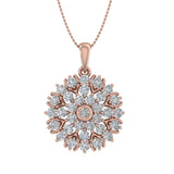 1 Carat (ctw) Diamond Flower Shaped Pendant Necklace in Gold (Silver Chain Included) - IGI Certified