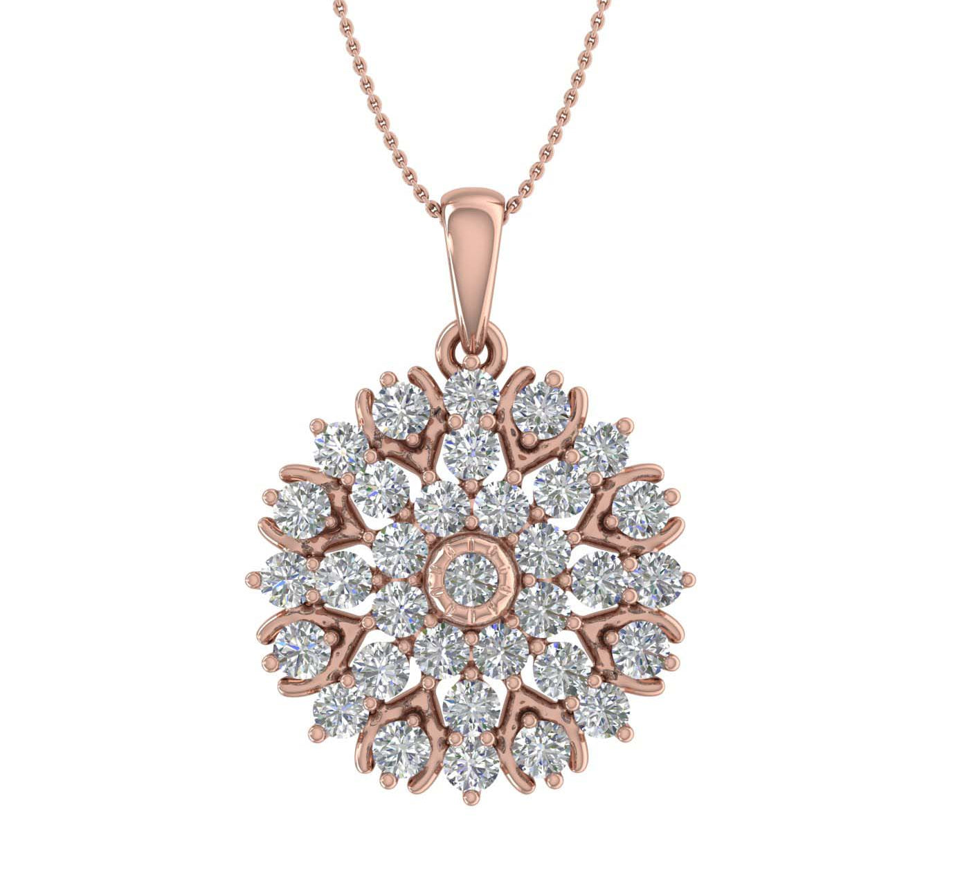 1 Carat (ctw) Diamond Flower Shaped Pendant Necklace in Gold (Silver Chain Included)