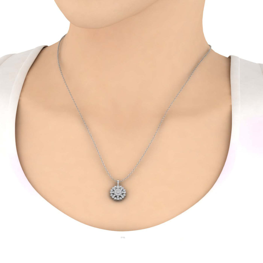1 Carat (ctw) Diamond Flower Shaped Pendant Necklace in Gold (Silver Chain Included)