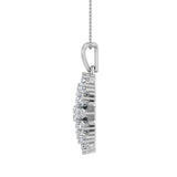 1 Carat (ctw) Diamond Flower Shaped Pendant Necklace in Gold (Silver Chain Included) - IGI Certified