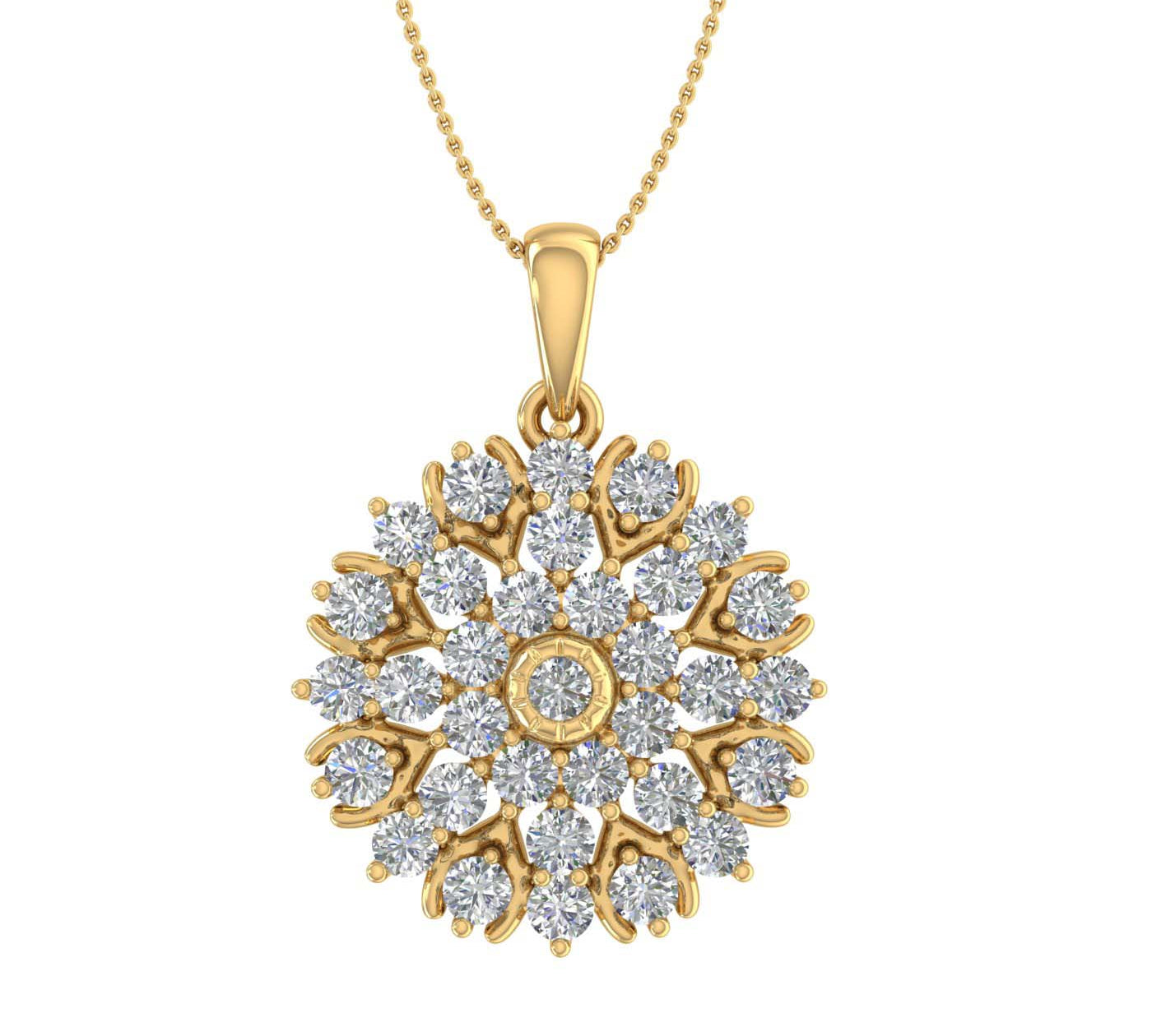 1 Carat (ctw) Diamond Flower Shaped Pendant Necklace in Gold (Silver Chain Included)