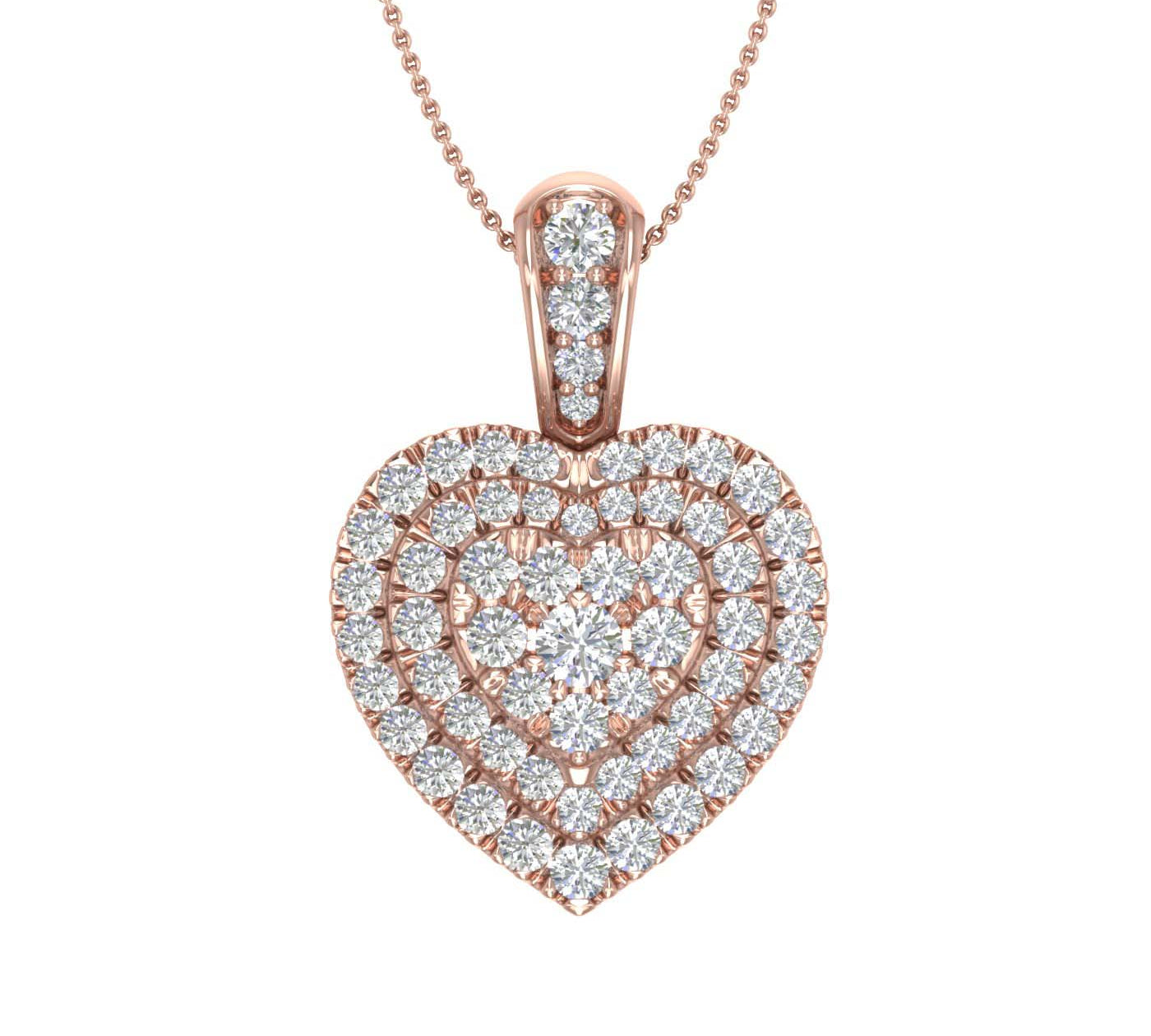 1/2 Carat Diamond Heart Pendant Necklace in Gold (Silver Chain Included)