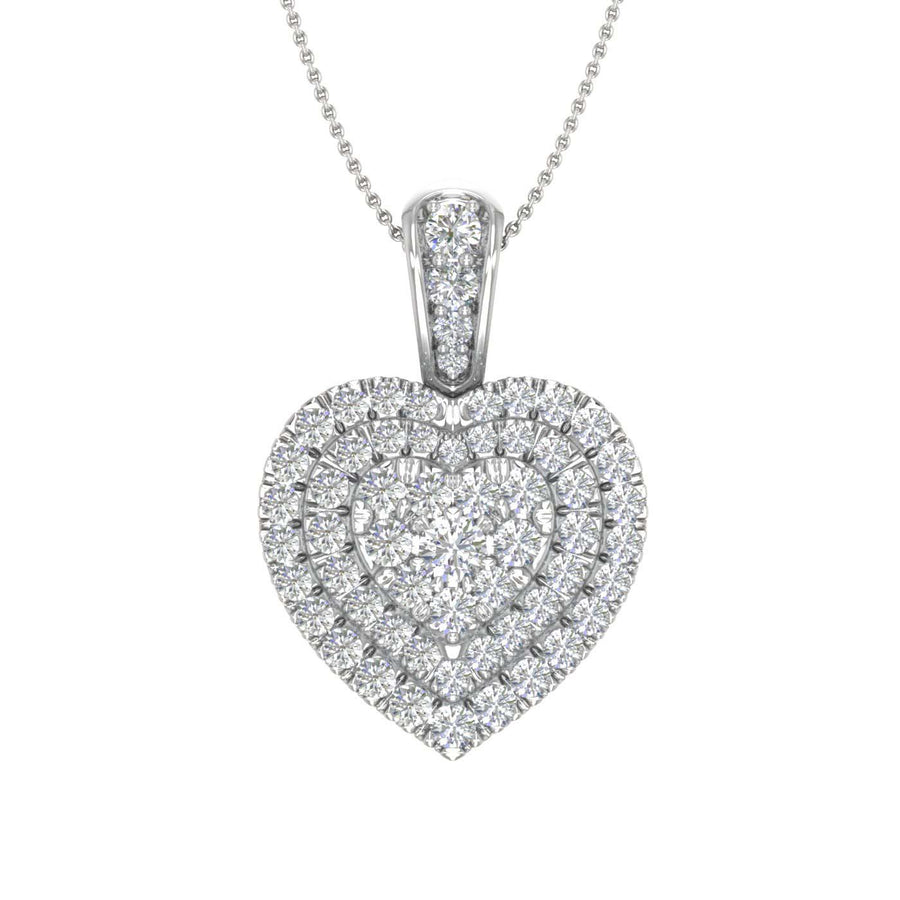 1/2 Carat Diamond Heart Pendant Necklace in Gold (Silver Chain Included) - IGI Certified
