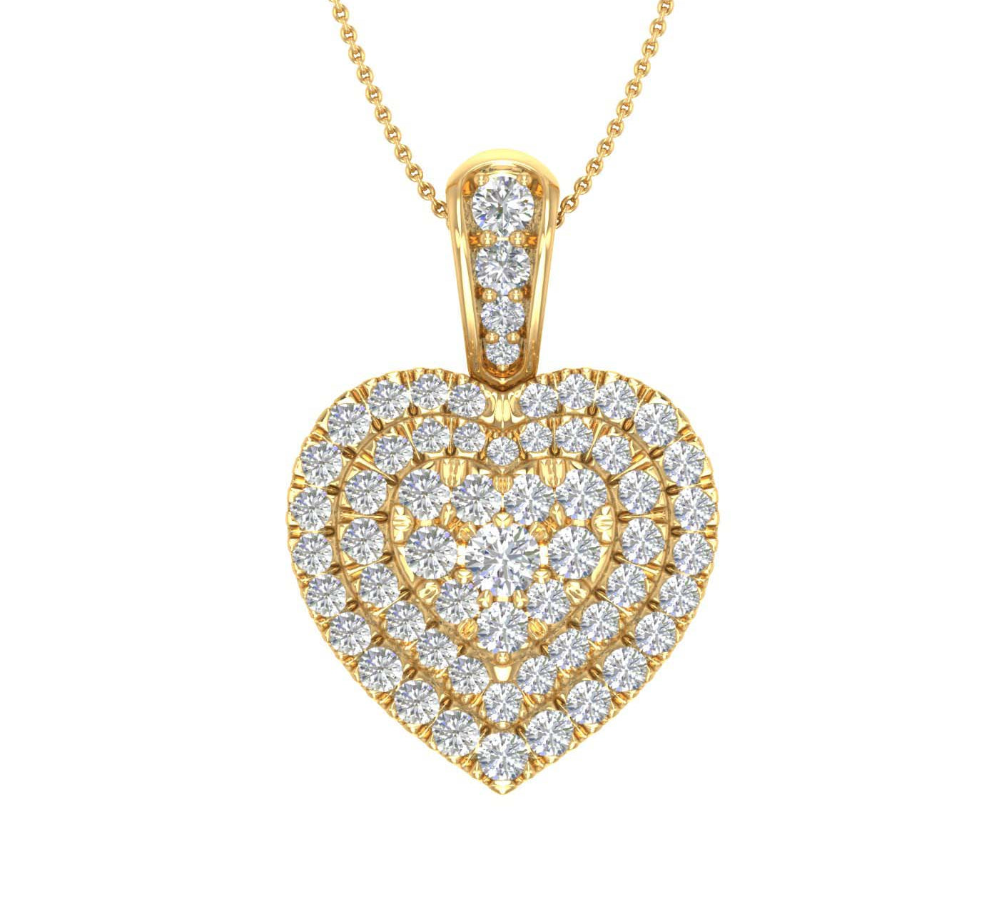 1/2 Carat Diamond Heart Pendant Necklace in Gold (Silver Chain Included)