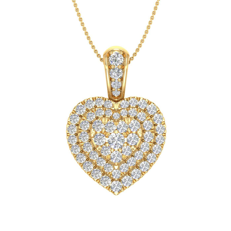 1/2 Carat Diamond Heart Pendant Necklace in Gold (Silver Chain Included)