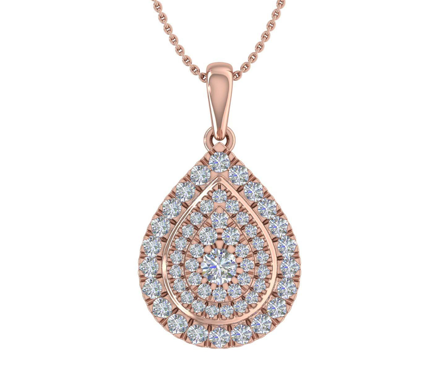 1/2 Carat Diamond Tear Drop Pendant Necklace in Gold (Silver Chain Included)