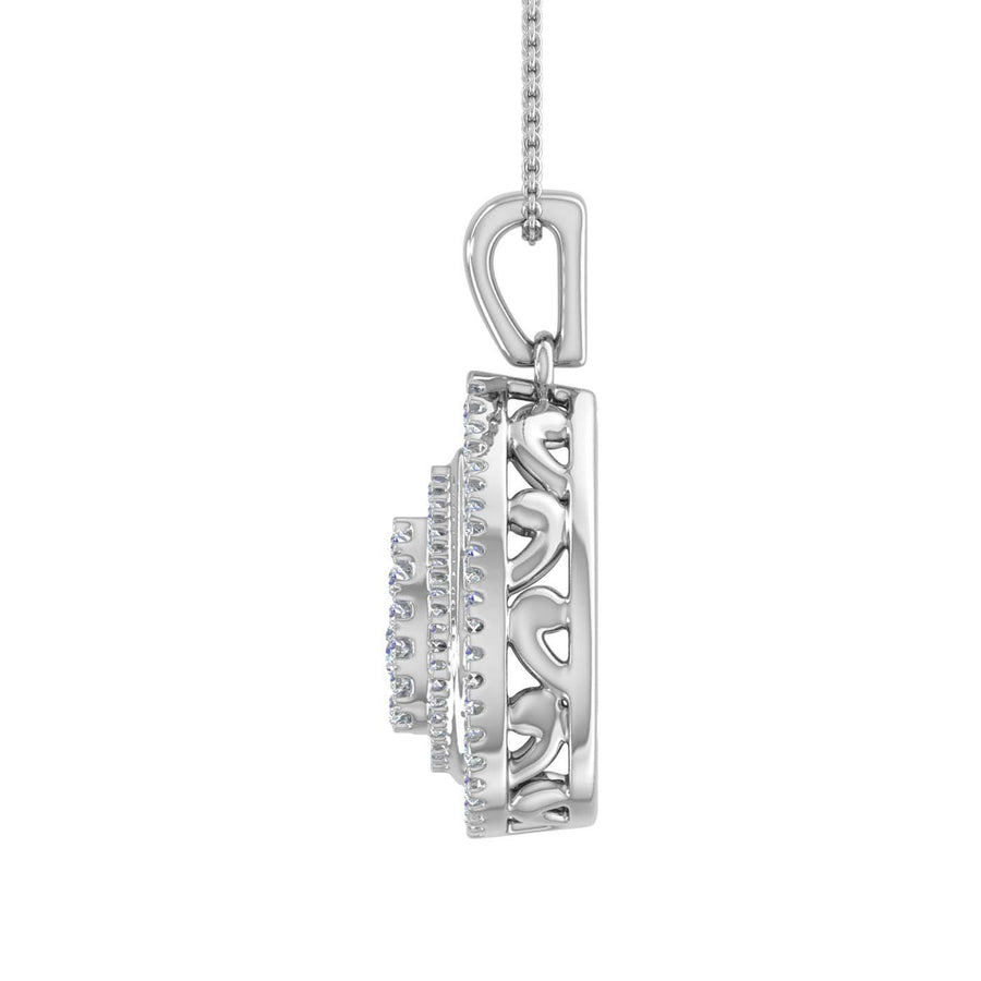 1/2 Carat Diamond Tear Drop Pendant Necklace in Gold (Silver Chain Included)