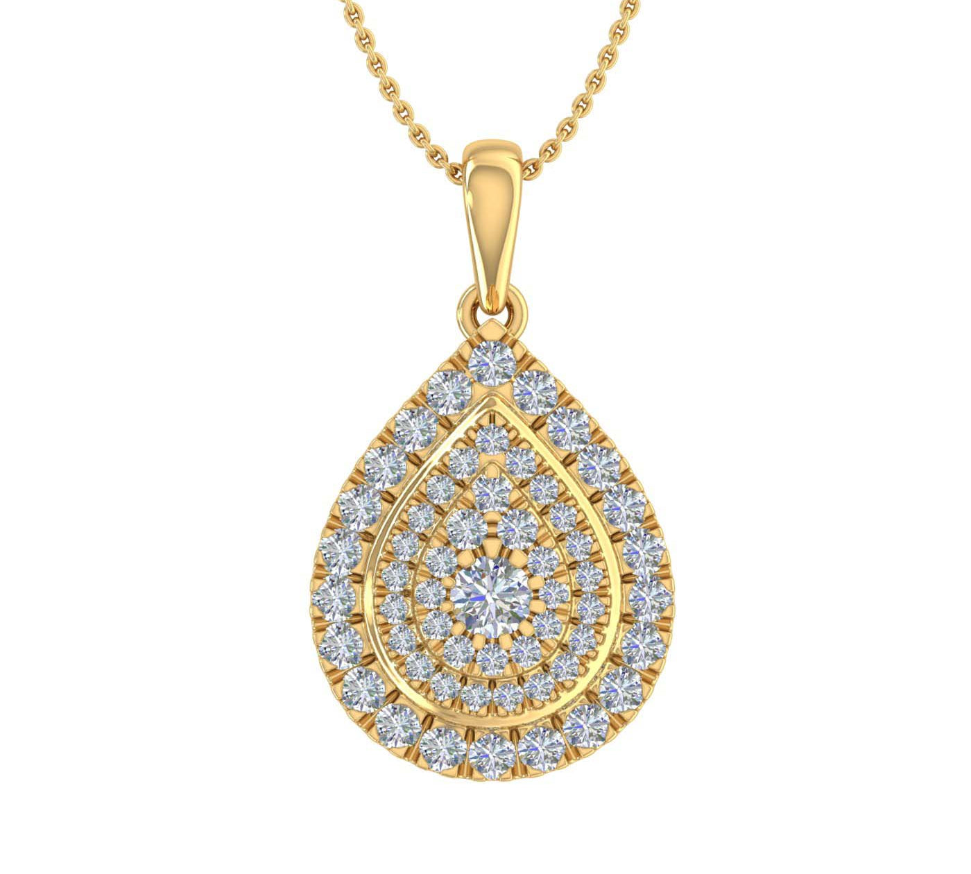 1/2 Carat Diamond Tear Drop Pendant Necklace in Gold (Silver Chain Included)