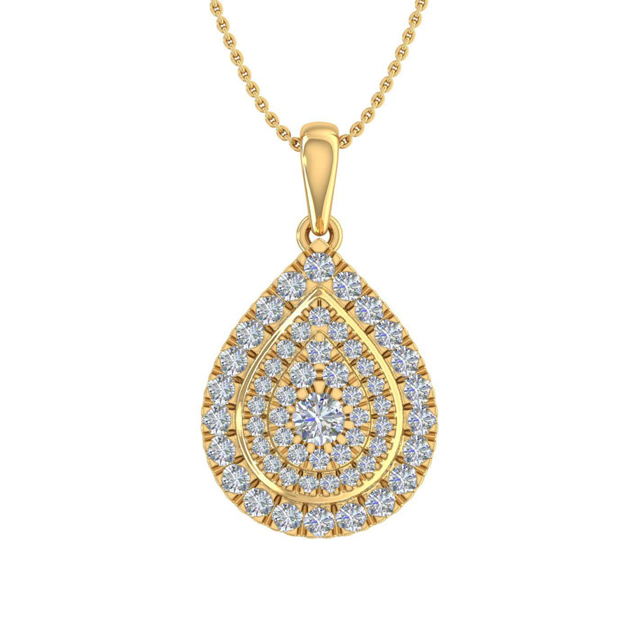 1/2 Carat Diamond Tear Drop Pendant Necklace in Gold (Silver Chain Included) - IGI Certified
