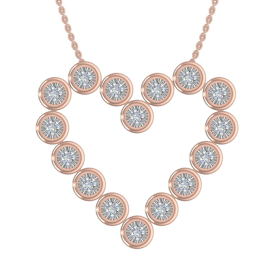 0.11 Carat (ctw) Diamond Women's Heart Pendant in Gold (Included Silver Chain) - IGI Certified