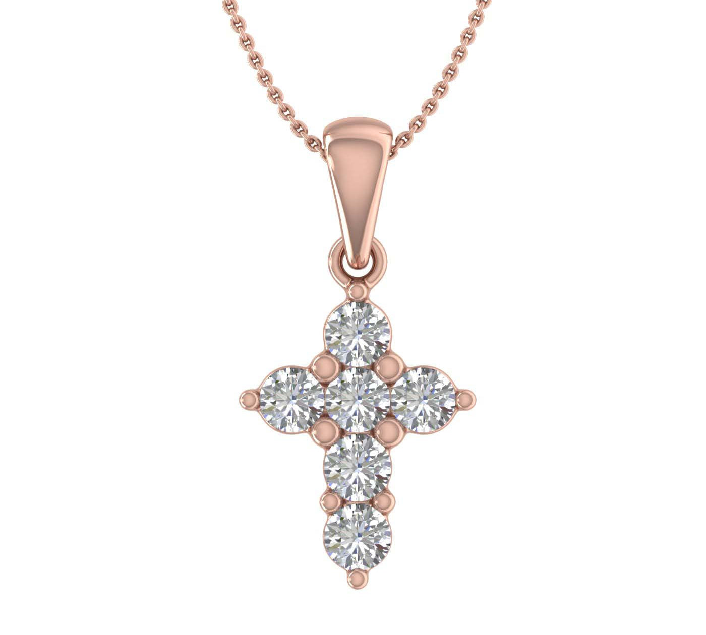 1/2 Carat Diamond Cross Pendant Necklace in Gold (Silver Chain Included)