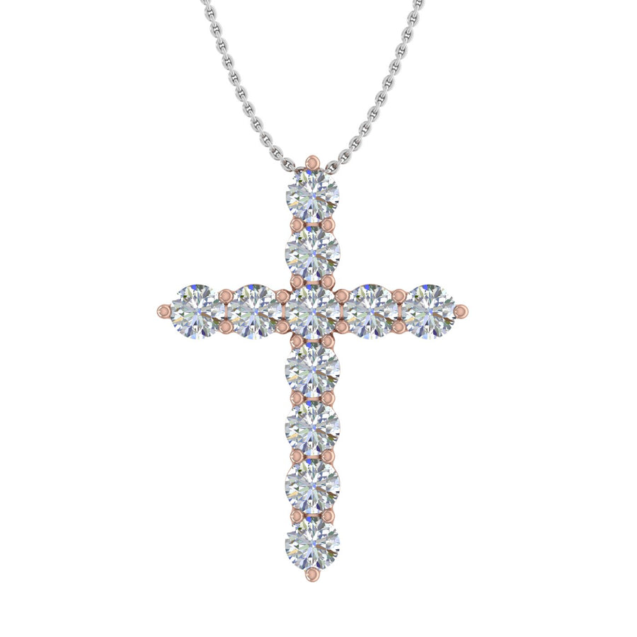 1 Carat Diamond Cross Pendant Necklace in 14K Gold (Silver Chain Included)