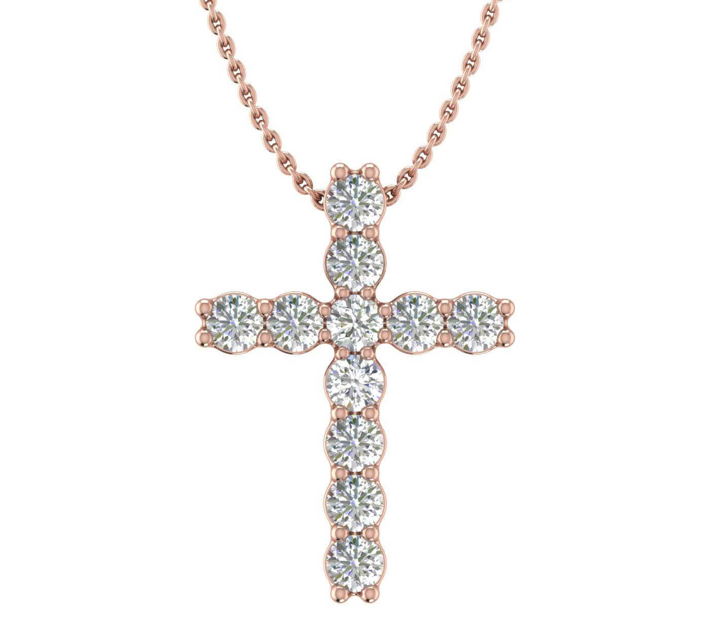 Gold Diamond Cross Pendant Necklace (0.15 Carat) (Silver Chain Included)