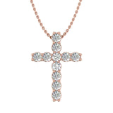 Gold Diamond Cross Pendant Necklace (0.15 Carat) (Silver Chain Included)
