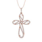 0.65 Carat Diamond Cross Pendant Necklace in Gold (Silver Chain Included) - IGI Certified
