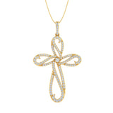 0.65 Carat Diamond Cross Pendant Necklace in Gold (Silver Chain Included) - IGI Certified