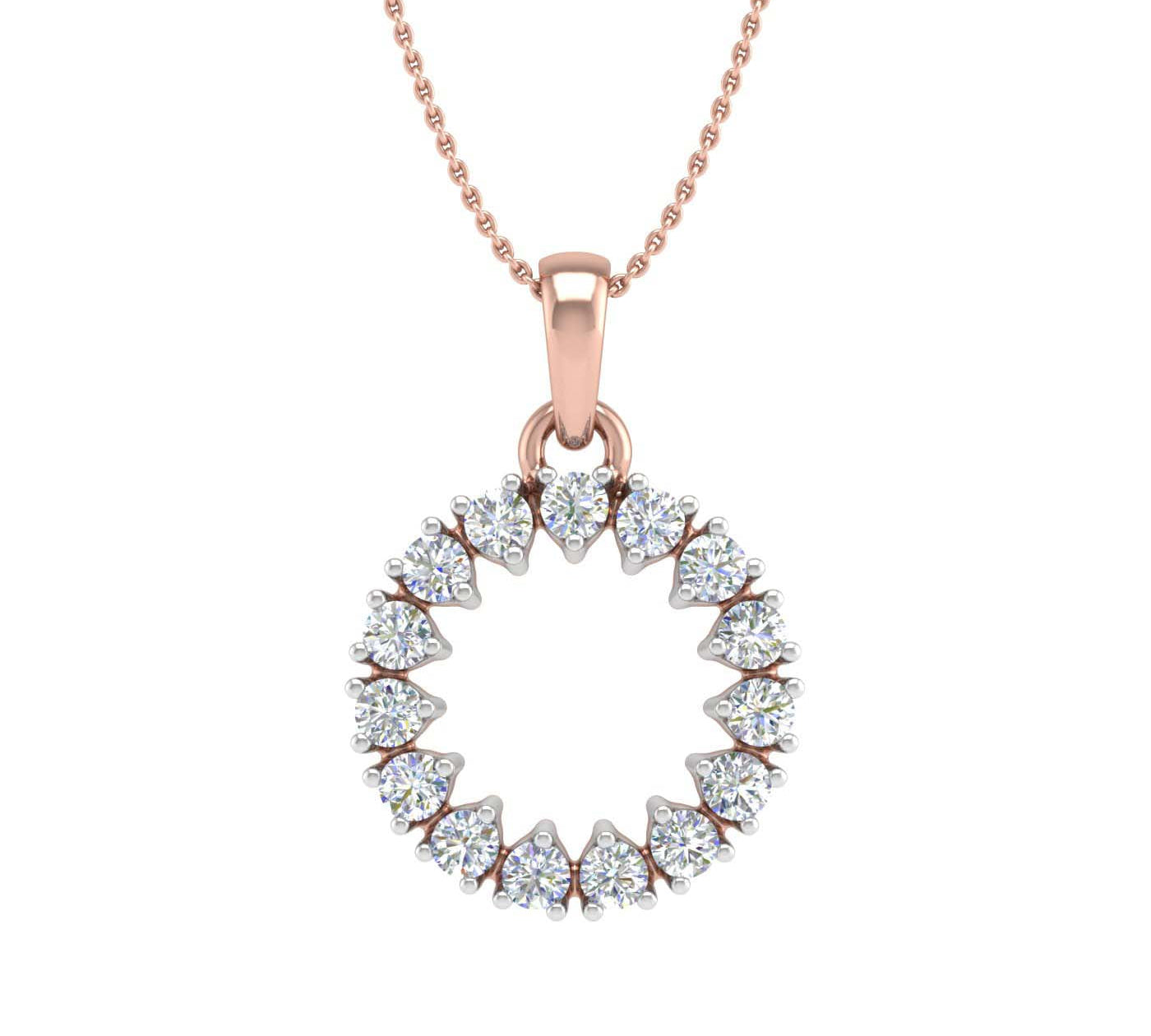 1/4 Carat Diamond Circle Pendant Necklace in Gold (Silver Chain Included)