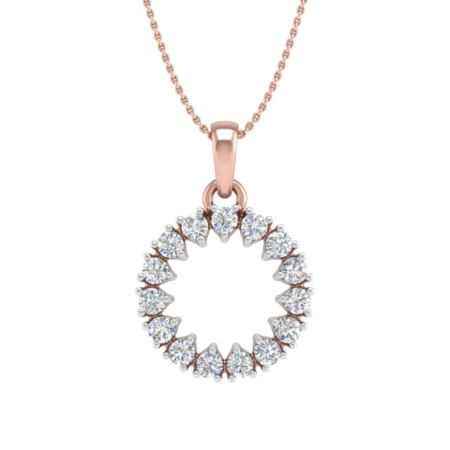 1/4 Carat Diamond Circle Pendant Necklace in Gold (Silver Chain Included)