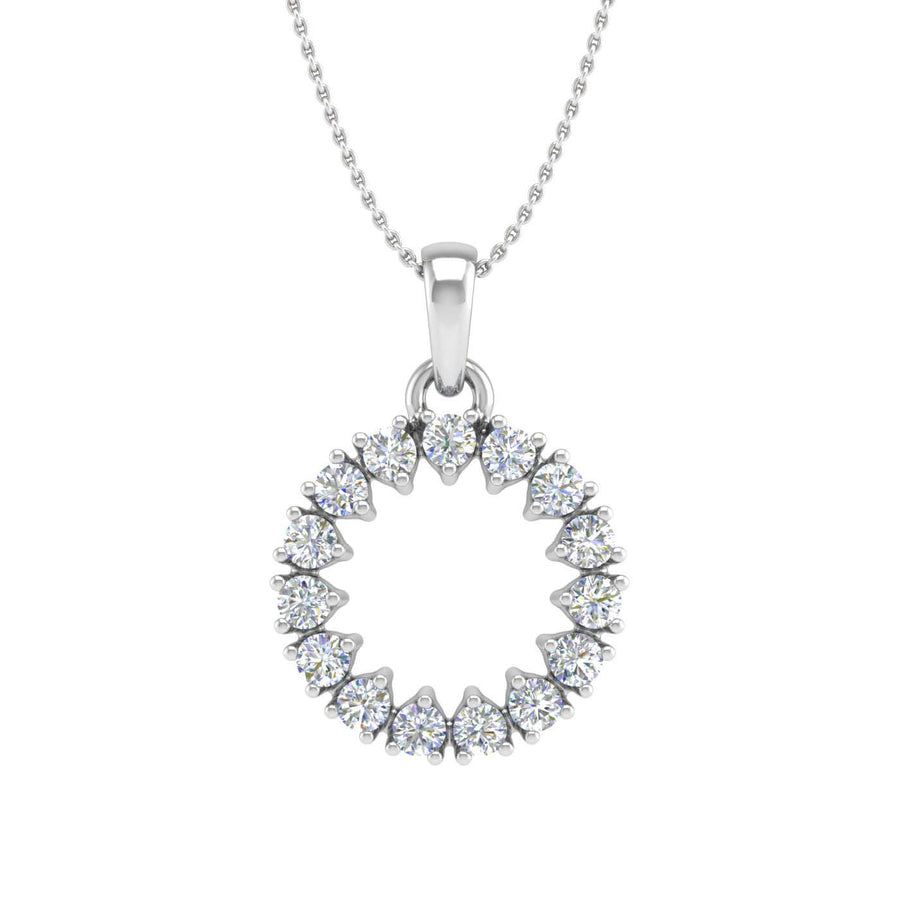 1/4 Carat Diamond Circle Pendant Necklace in Gold (Silver Chain Included) - IGI Certified