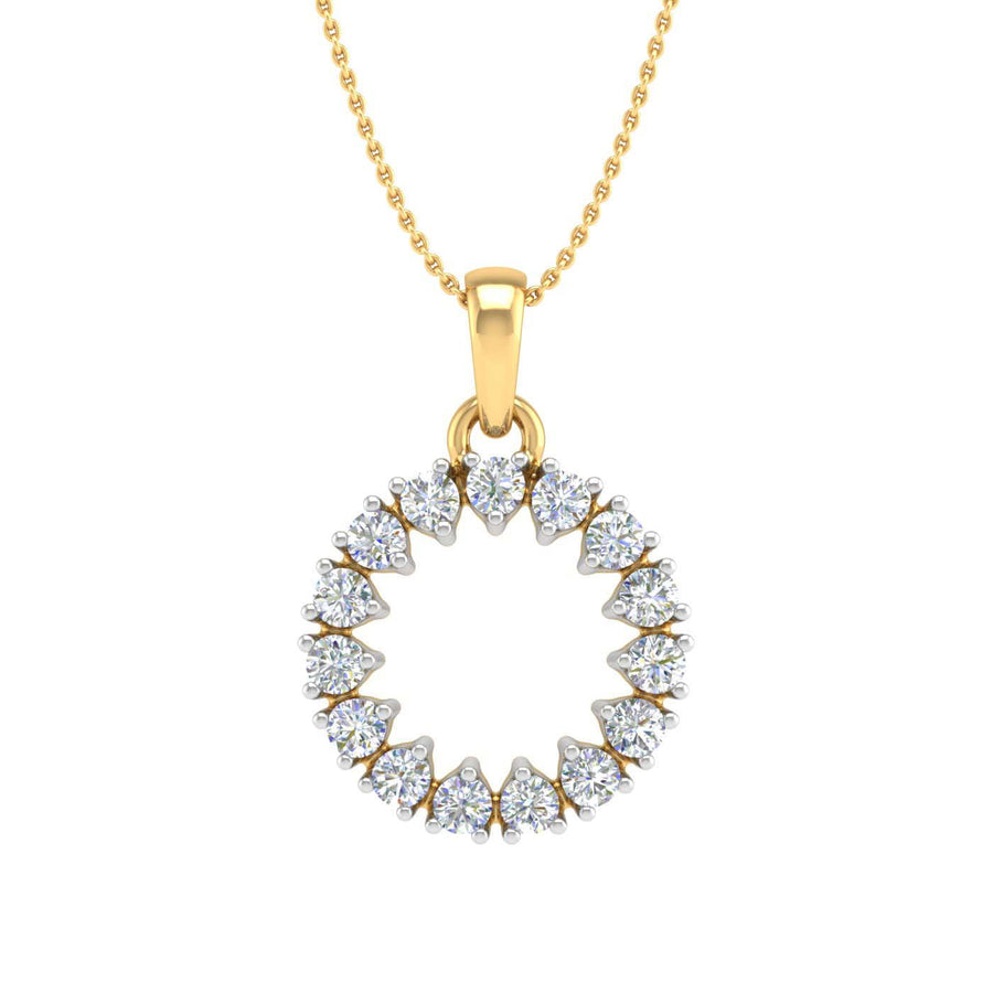 1/4 Carat Diamond Circle Pendant Necklace in Gold (Silver Chain Included) - IGI Certified