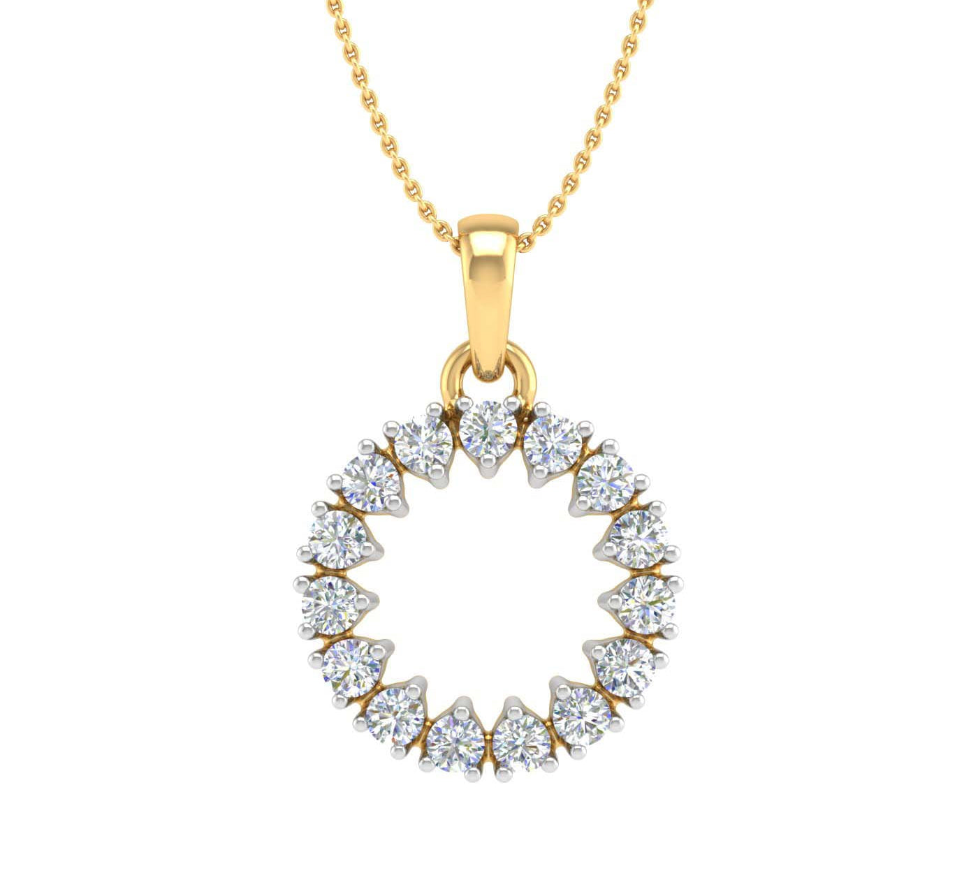 1/4 Carat Diamond Circle Pendant Necklace in Gold (Silver Chain Included)
