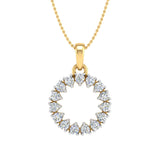 1/4 Carat Diamond Circle Pendant Necklace in Gold (Silver Chain Included)