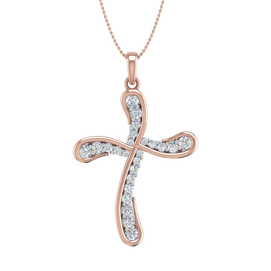 1/2 Carat Diamond Cross Pendant Necklace in Gold (Silver Chain Included) - IGI Certified
